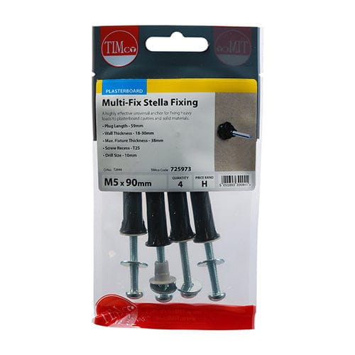 Timco - Multi-Fix Stella Fixing Black M5 x 65 - 4 PCS